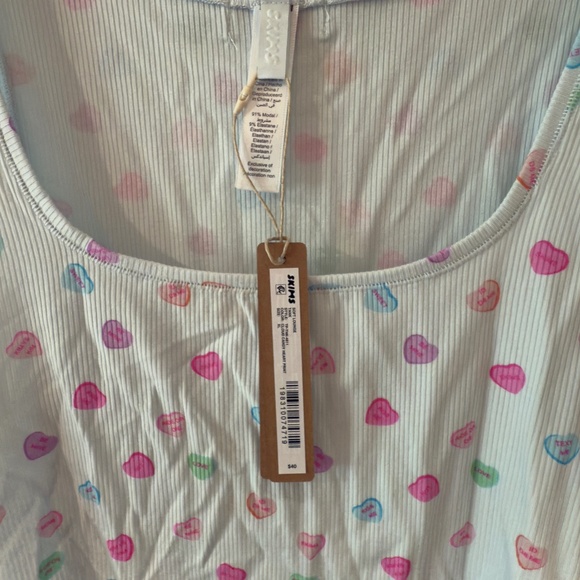 NWT Skims Soft Lounge Limited Edition Cloud Candy Heart Print Tank - Picture 1 of 3